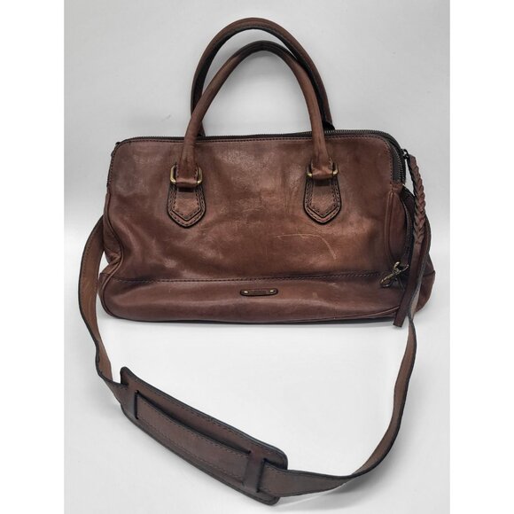 FRYE Jamie Satchel Brown Leather Double Handle Travel Work Bag Purse - Picture 1 of 12